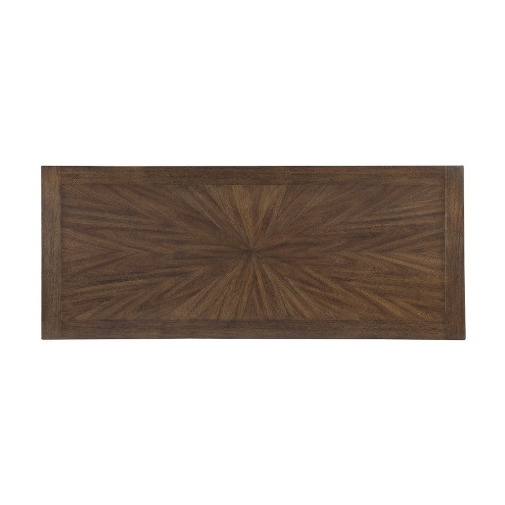 Vira Counter Height Table | Trestle Base | Metal Footrest | Brown Wood 78"