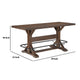 Vira Counter Height Table | Trestle Base | Metal Footrest | Brown Wood 78"
