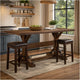 Vira Counter Height Table | Trestle Base | Metal Footrest | Brown Wood 78"