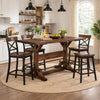 Vira Counter Height Table | Trestle Base | Metal Footrest | Brown Wood 78"