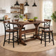 Vira Counter Height Table | Trestle Base | Metal Footrest | Brown Wood 78"