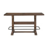 Vira Bar Height Pub Table | Trestle Base | Metal Footrest | Brown Wood 78"