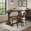 Vira Bar Height Pub Table | Trestle Base | Metal Footrest | Brown Wood 78"