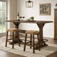 Vira Bar Height Pub Table | Trestle Base | Metal Footrest | Brown Wood 78"