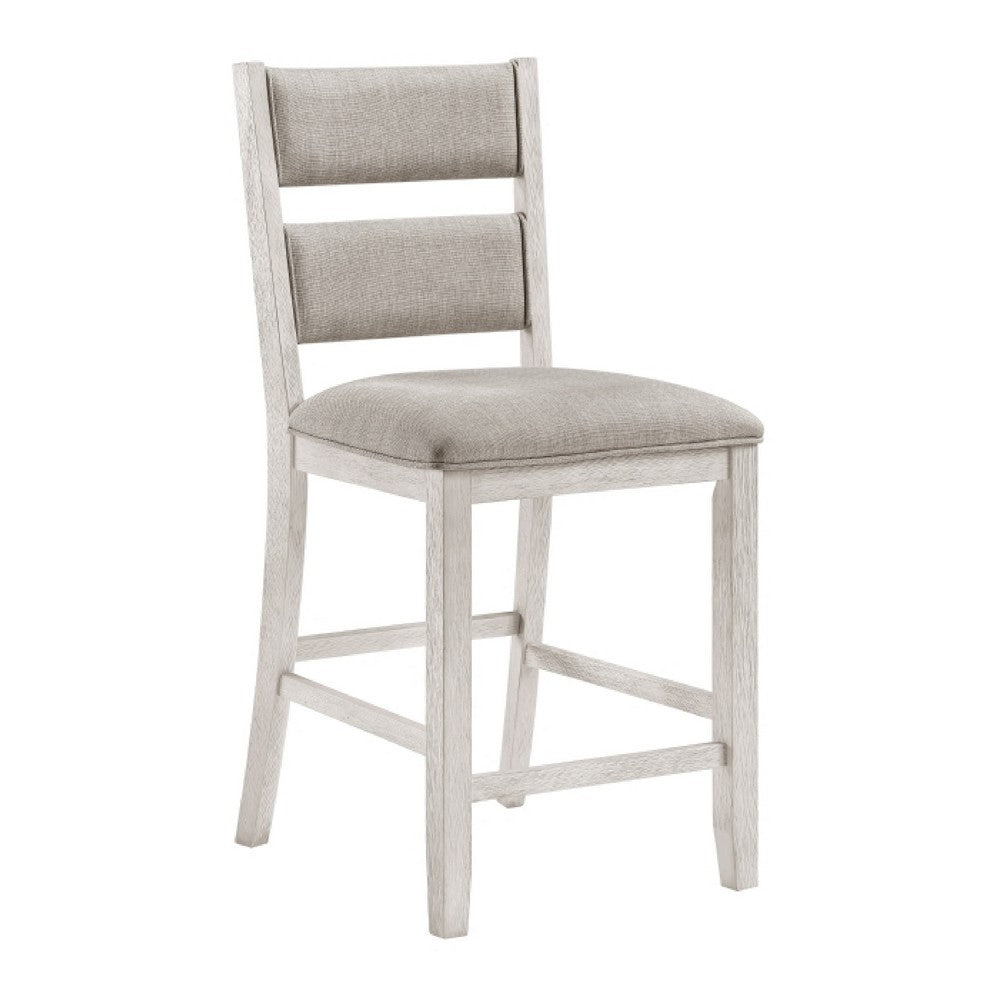 Vile Counter Height Chair Set of 2 | Gray Polyester | Distress Antique White
