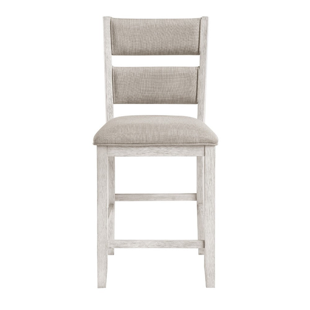 Vile Counter Height Chair Set of 2 | Gray Polyester | Distress Antique White