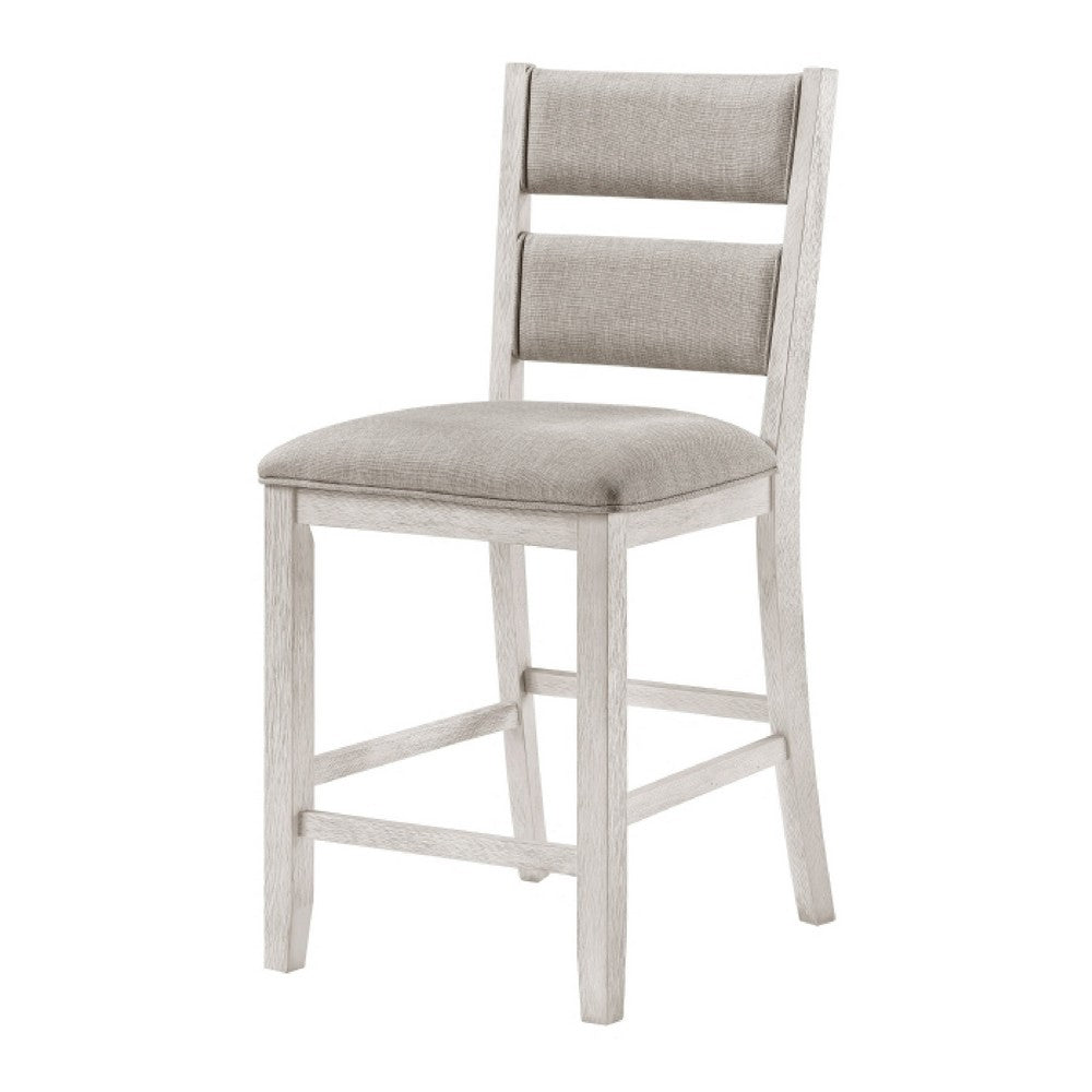 Vile Counter Height Chair Set of 2 | Gray Polyester | Distress Antique White