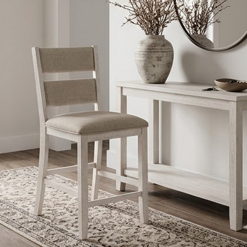 Vile Counter Height Chair Set of 2 | Gray Polyester | Distress Antique White