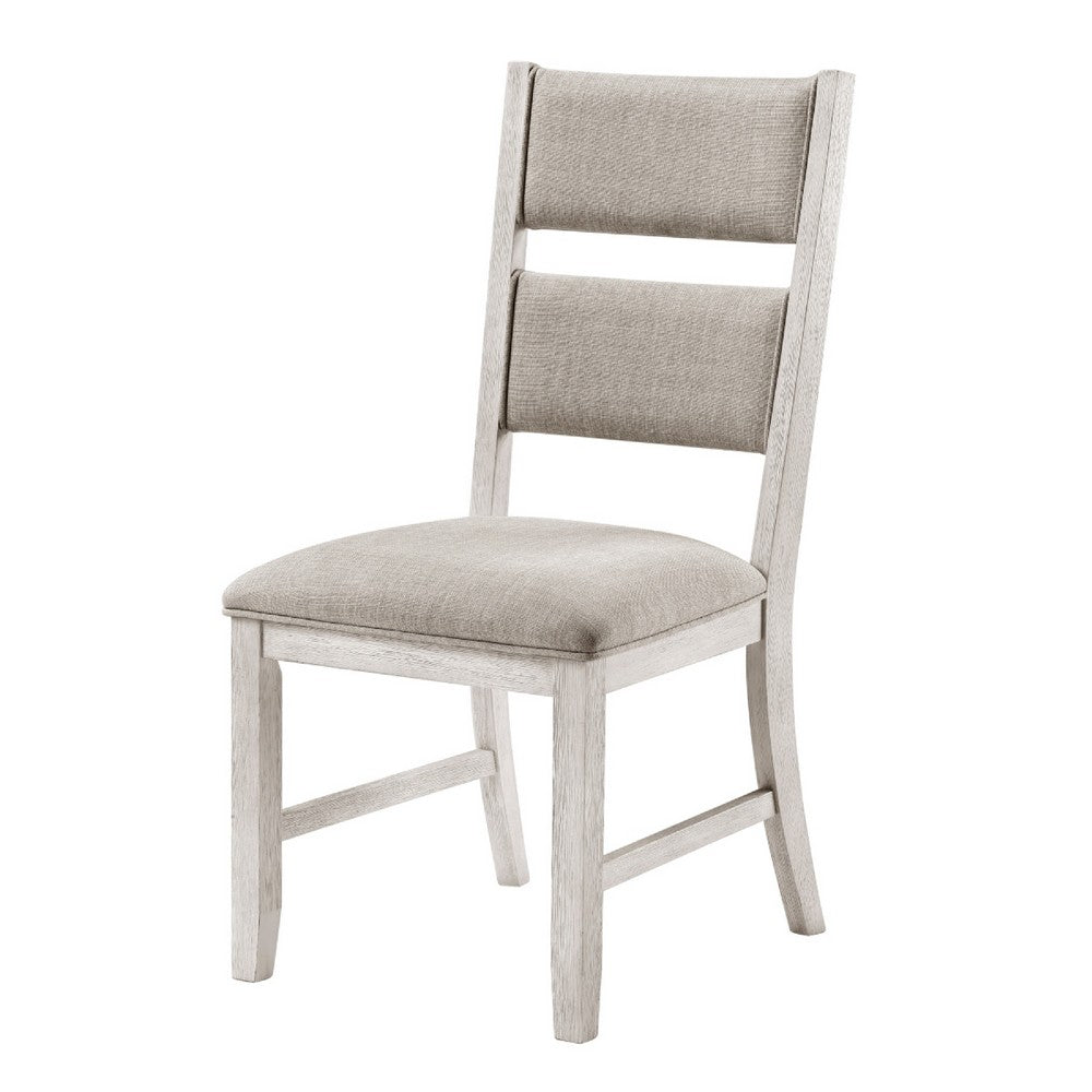 Vile Dining Side Chair Set of 2 | Gray Polyester | Distress Antique White