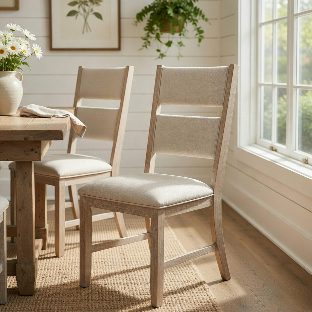Vile Dining Side Chair Set of 2 | Gray Polyester | Distress Antique White