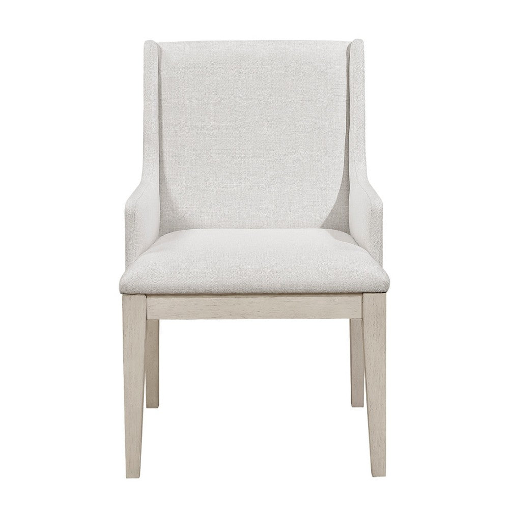 Tuma Wing Dining Armchair Set of 2 | Ivory Polyester | Antique White