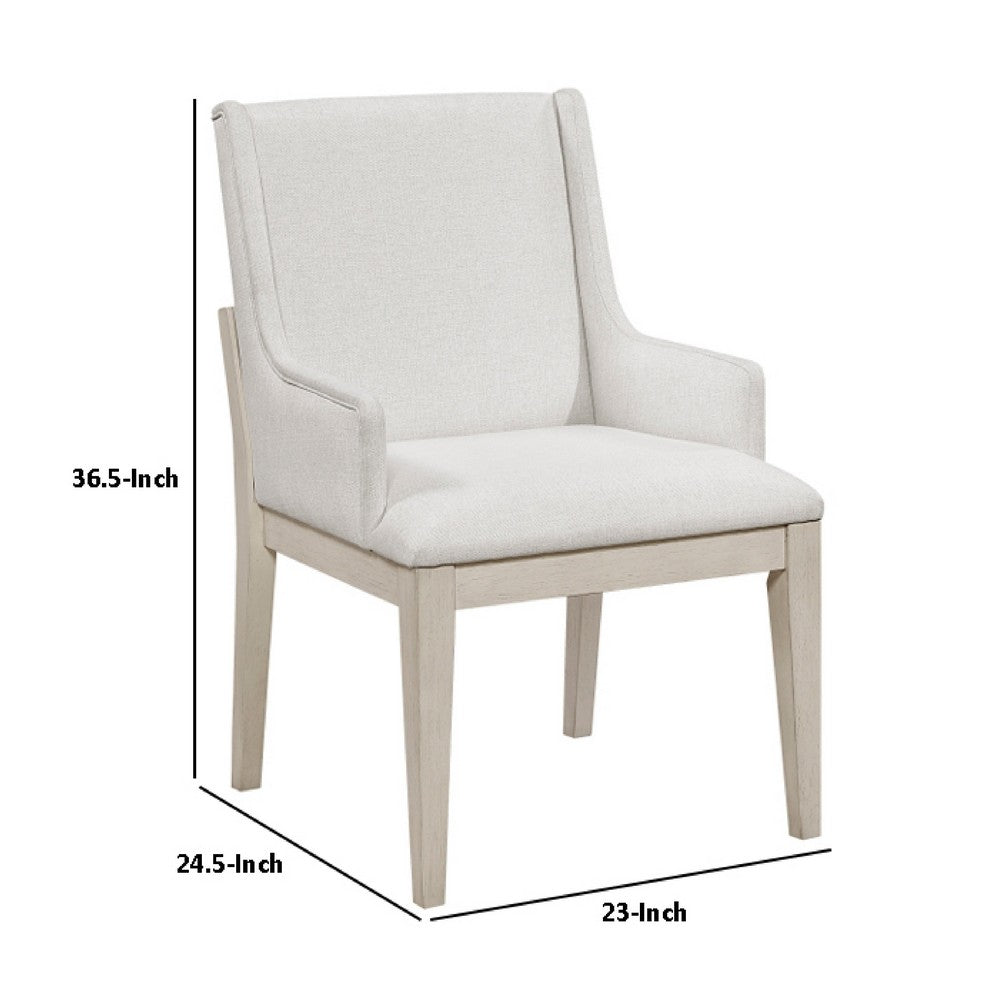 Tuma Wing Dining Armchair Set of 2 | Ivory Polyester | Antique White