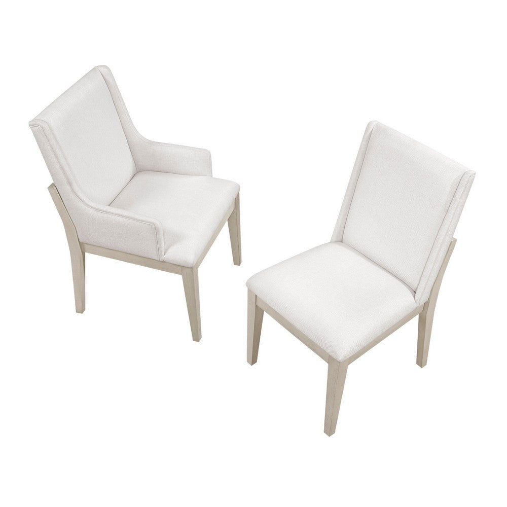 Tuma Dining Wing Side Chair Set of 2 | Ivory Polyester | Antique White