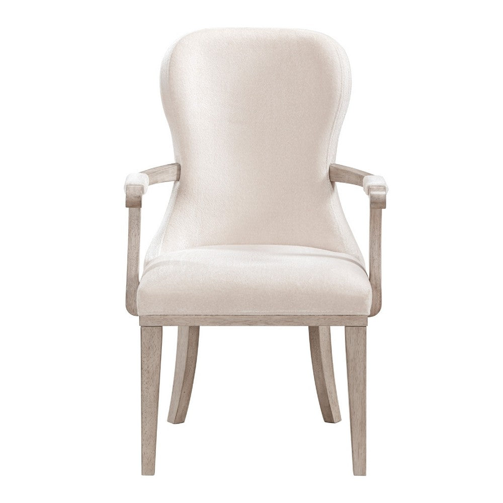 Lofi Wing Dining Armchair Set of 2 | Ivory Felt Polyester | Gray Wood