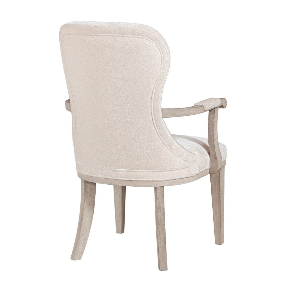 Lofi Wing Dining Armchair Set of 2 | Ivory Felt Polyester | Gray Wood