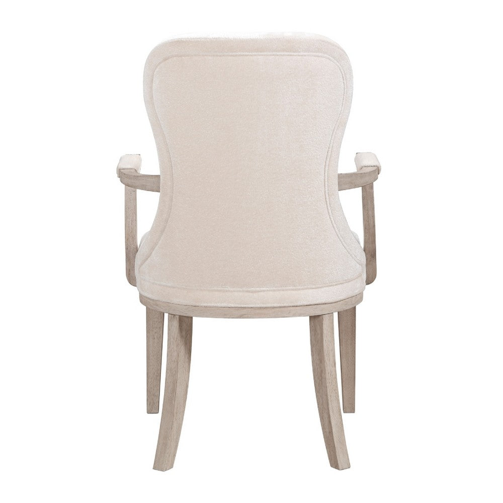 Lofi Wing Dining Armchair Set of 2 | Ivory Felt Polyester | Gray Wood
