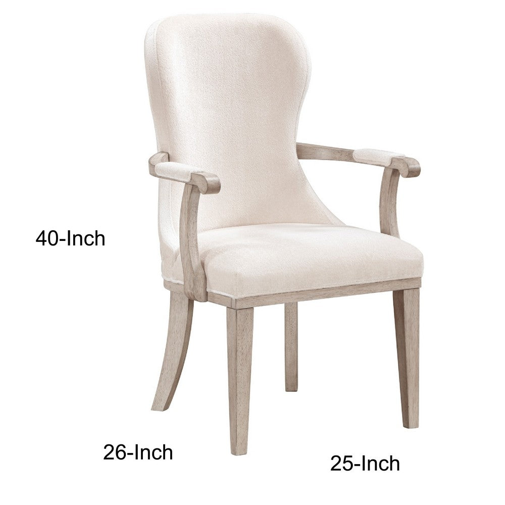 Lofi Wing Dining Armchair Set of 2 | Ivory Felt Polyester | Gray Wood