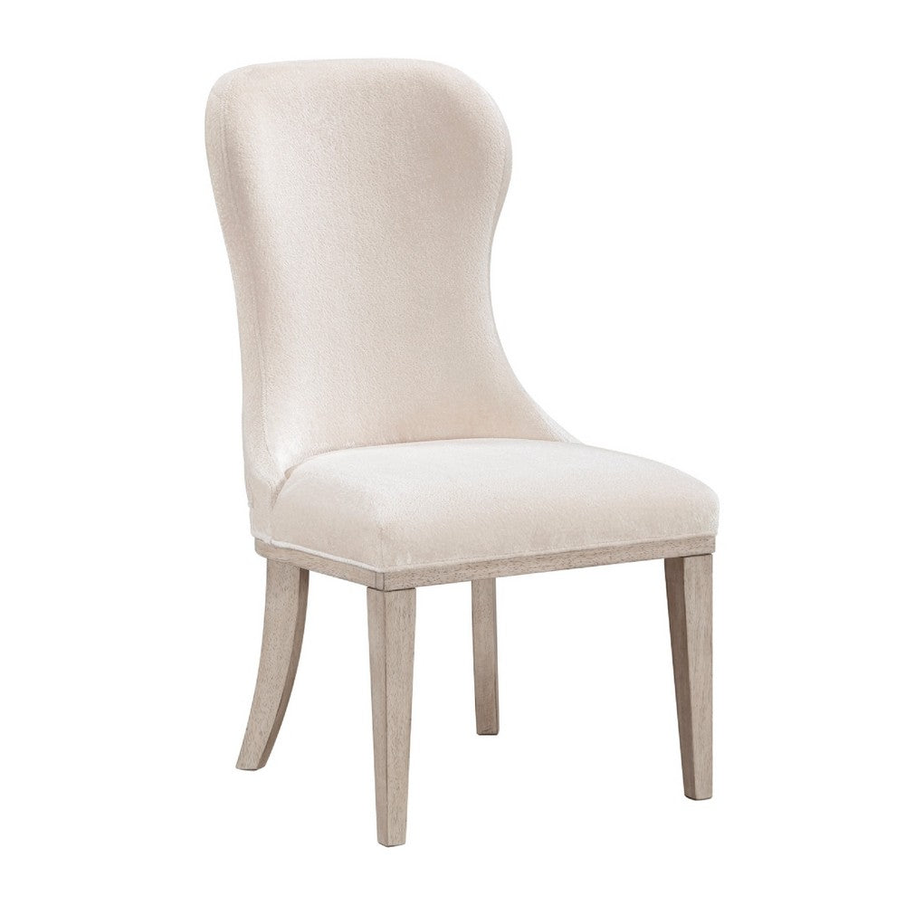 Lofi Wing Dining Side Chair Set of 2 | Ivory Polyester | Light Gray Wood