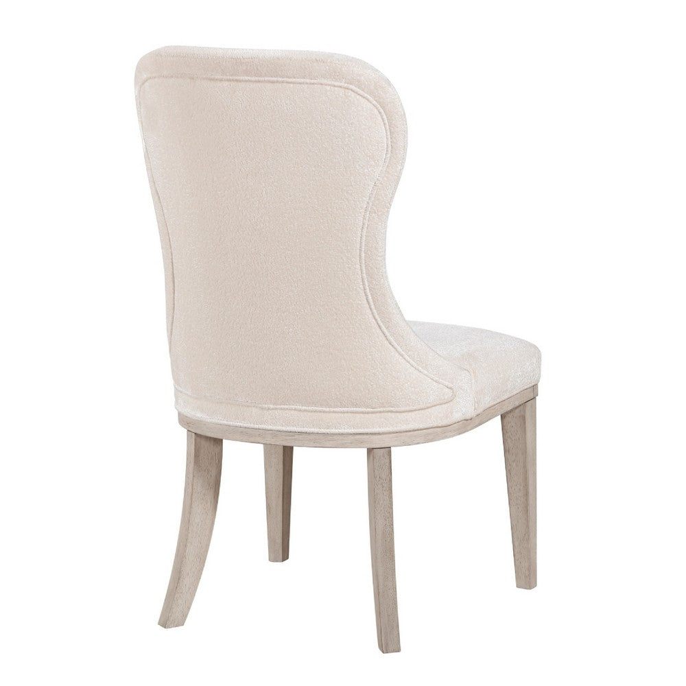 Lofi Wing Dining Side Chair Set of 2 | Ivory Polyester | Light Gray Wood
