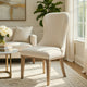 Lofi Wing Dining Side Chair Set of 2 | Ivory Polyester | Light Gray Wood