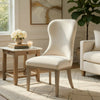 Lofi Wing Dining Side Chair Set of 2 | Ivory Polyester | Light Gray Wood