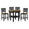 Teny 5pc Counter Dining Set | Storage Table | Lattice Back | Black, Brown