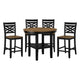 Teny 5pc Counter Dining Set | Storage Table | Lattice Back | Black, Brown