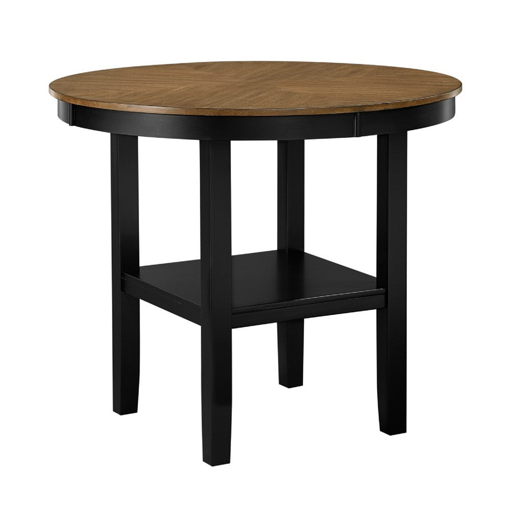 Teny 5pc Counter Dining Set | Storage Table | Lattice Back | Black, Brown