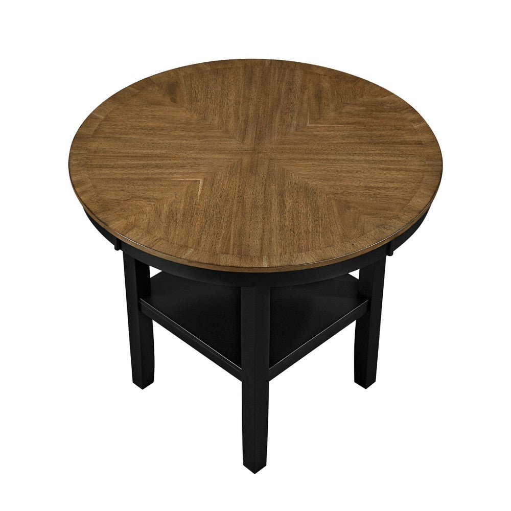 Teny 5pc Counter Dining Set | Storage Table | Lattice Back | Black, Brown
