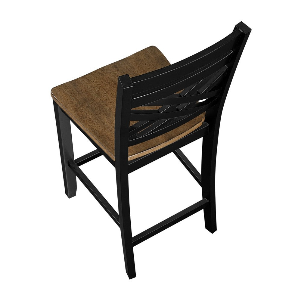 Teny 5pc Counter Dining Set | Storage Table | Lattice Back | Black, Brown