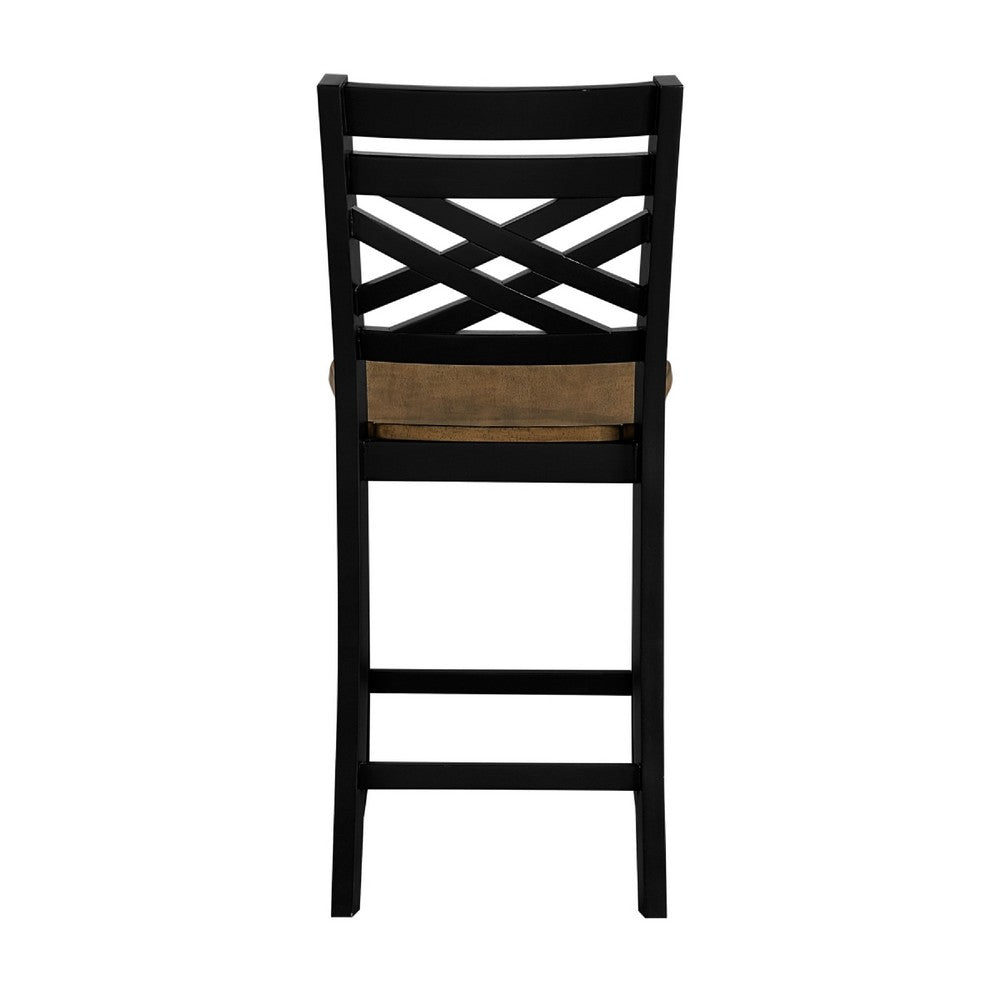 Teny 5pc Counter Dining Set | Storage Table | Lattice Back | Black, Brown