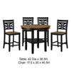 Teny 5pc Counter Dining Set | Storage Table | Lattice Back | Black, Brown