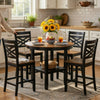 Teny 5pc Counter Dining Set | Storage Table | Lattice Back | Black, Brown