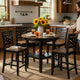 Teny 5pc Counter Dining Set | Storage Table | Lattice Back | Black, Brown