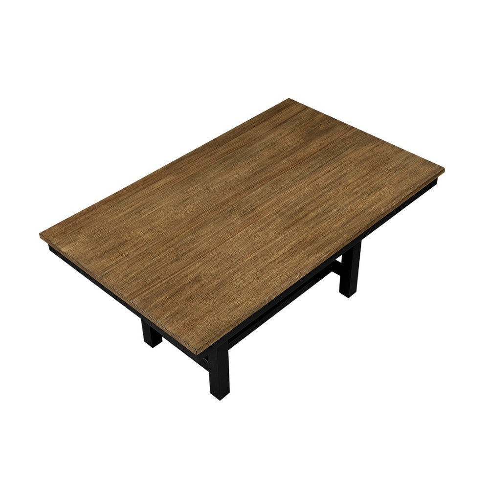 Teny Dining Table w Shelf | Rectangular | Trestle Base | 65" Black and Brown
