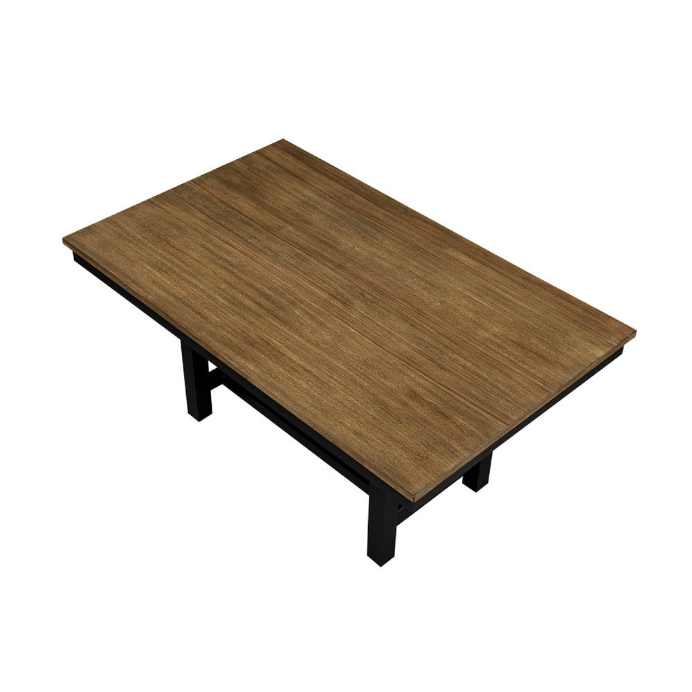 Teny Dining Table w Shelf | Rectangular | Trestle Base | 65" Black and Brown