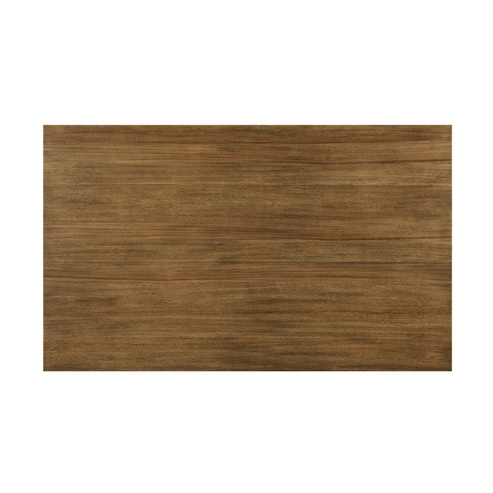 Teny Dining Table w Shelf | Rectangular | Trestle Base | 65" Black and Brown