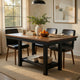 Teny Dining Table w Shelf | Rectangular | Trestle Base | 65" Black and Brown