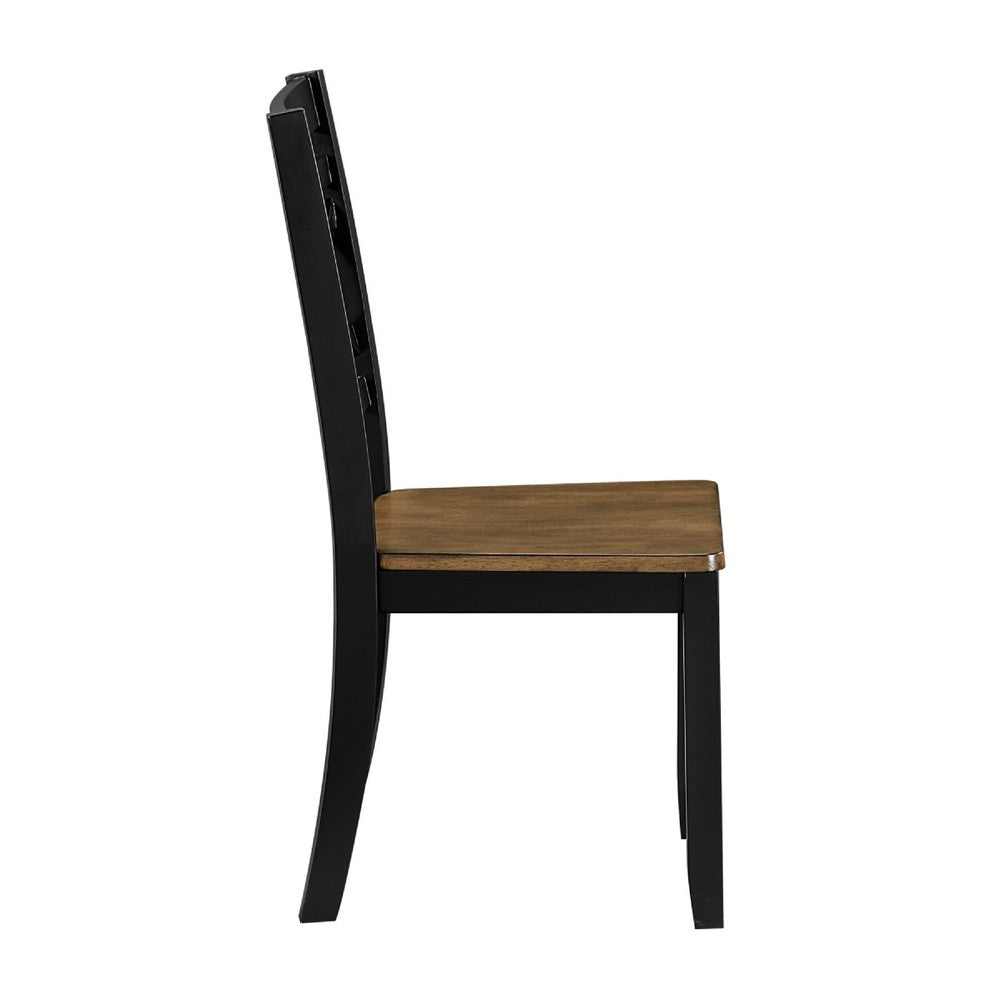 Teny Side Chair Set of 2 | Lattice Back | Countered Seat | Brown and Black