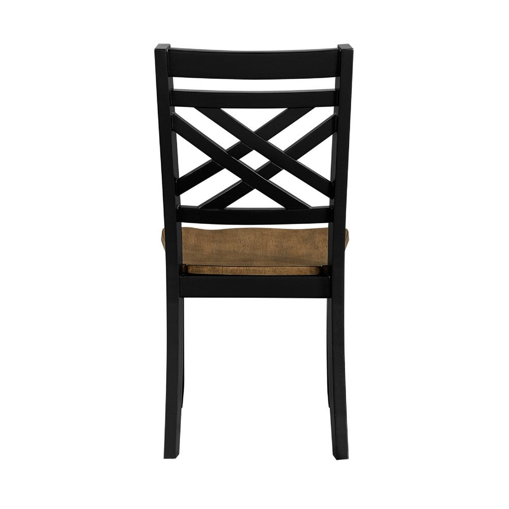 Teny Side Chair Set of 2 | Lattice Back | Countered Seat | Brown and Black