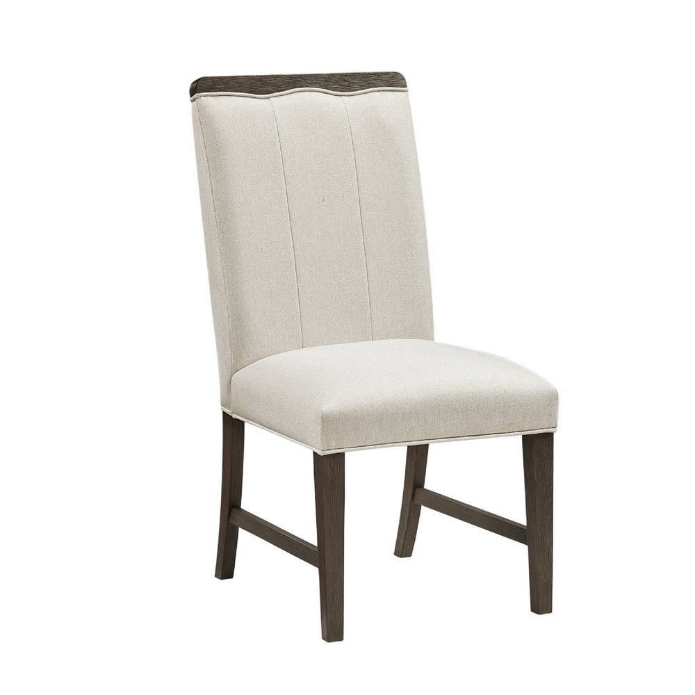 Lecy Side Chair Set of 2 | Exposed Top | Channeled Ivory Polyester | Brown