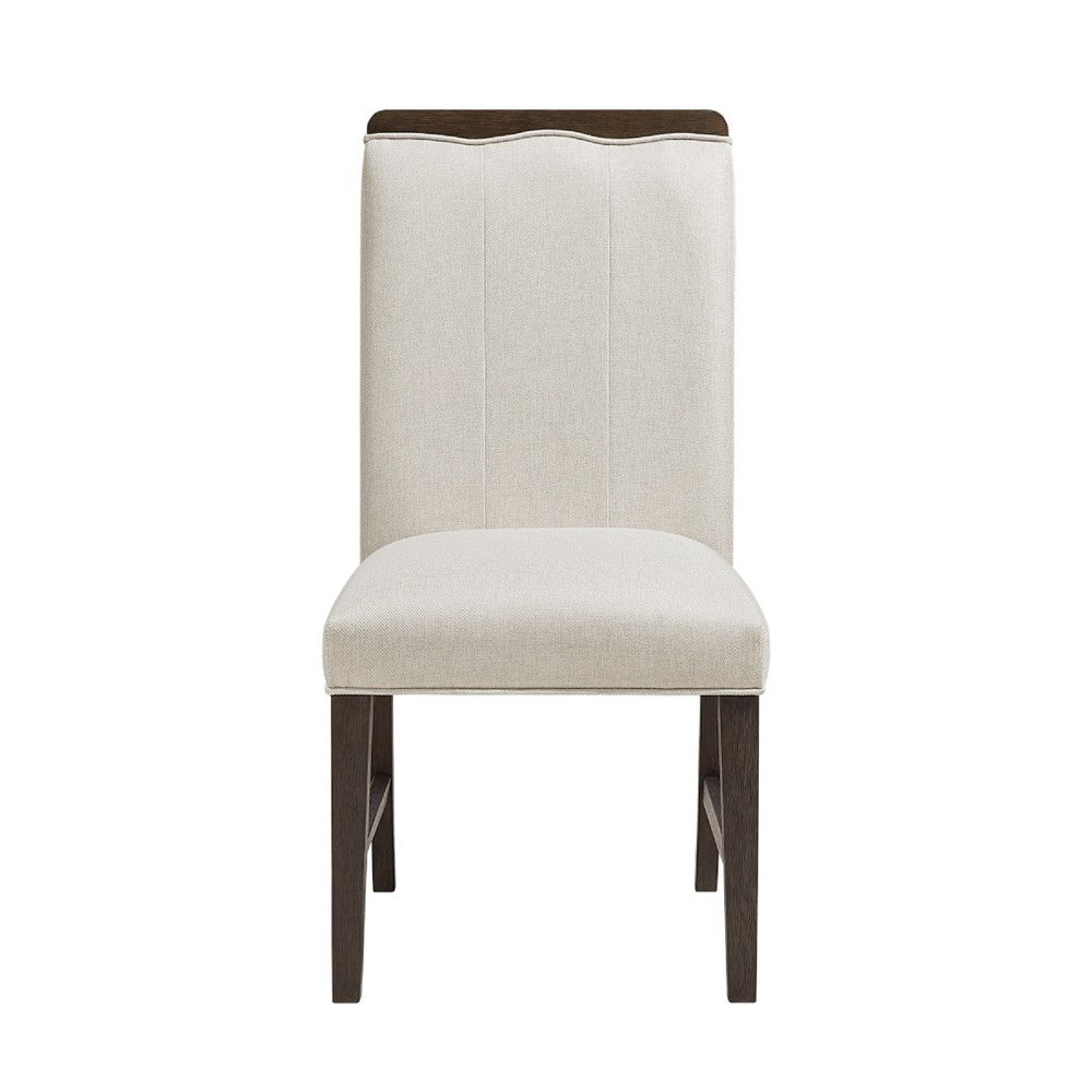 Lecy Side Chair Set of 2 | Exposed Top | Channeled Ivory Polyester | Brown