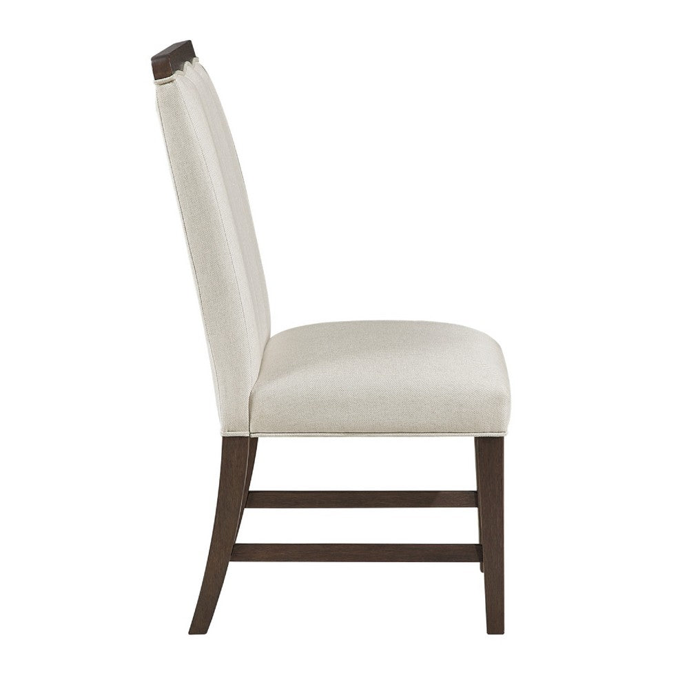 Lecy Side Chair Set of 2 | Exposed Top | Channeled Ivory Polyester | Brown