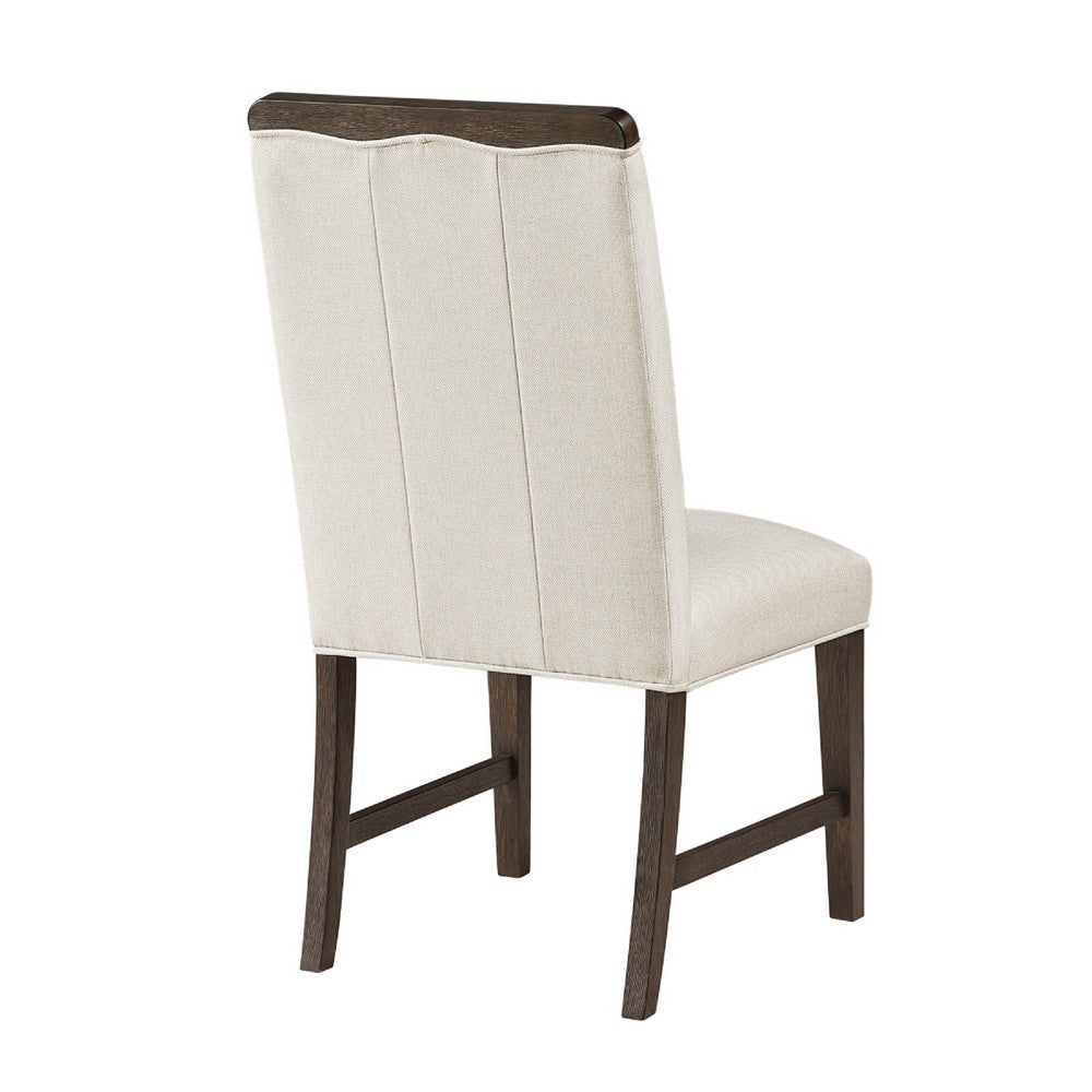 Lecy Side Chair Set of 2 | Exposed Top | Channeled Ivory Polyester | Brown