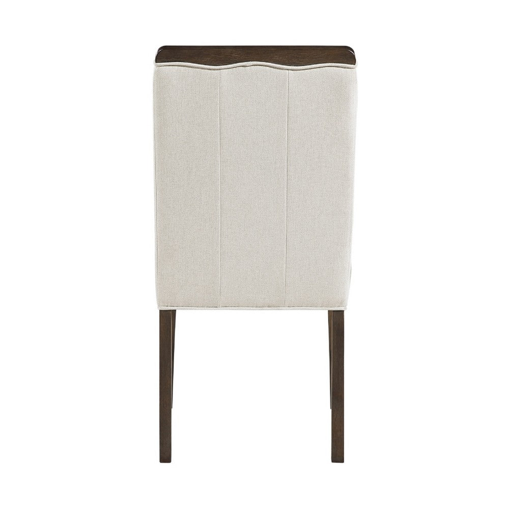 Lecy Side Chair Set of 2 | Exposed Top | Channeled Ivory Polyester | Brown