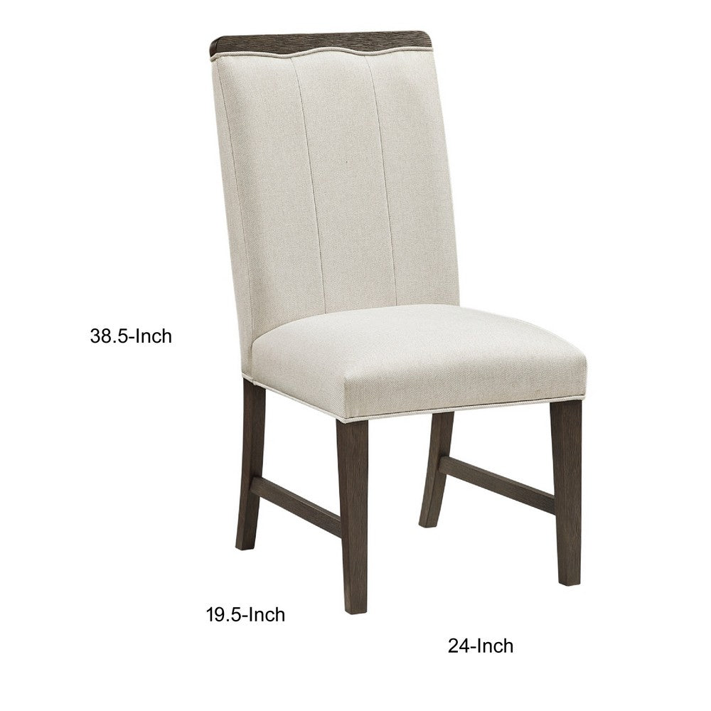 Lecy Side Chair Set of 2 | Exposed Top | Channeled Ivory Polyester | Brown