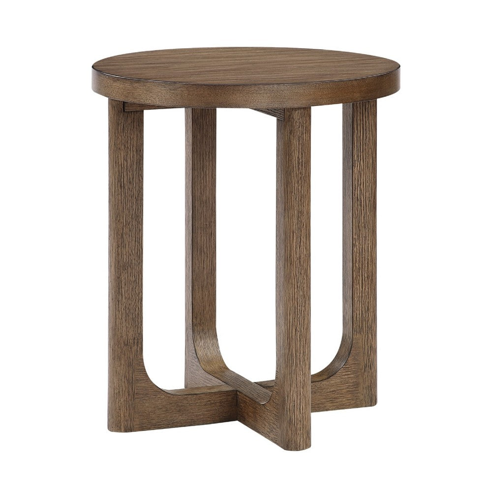 Bly Side End Table | Round Top | X base | Transitional Light Brown 20"