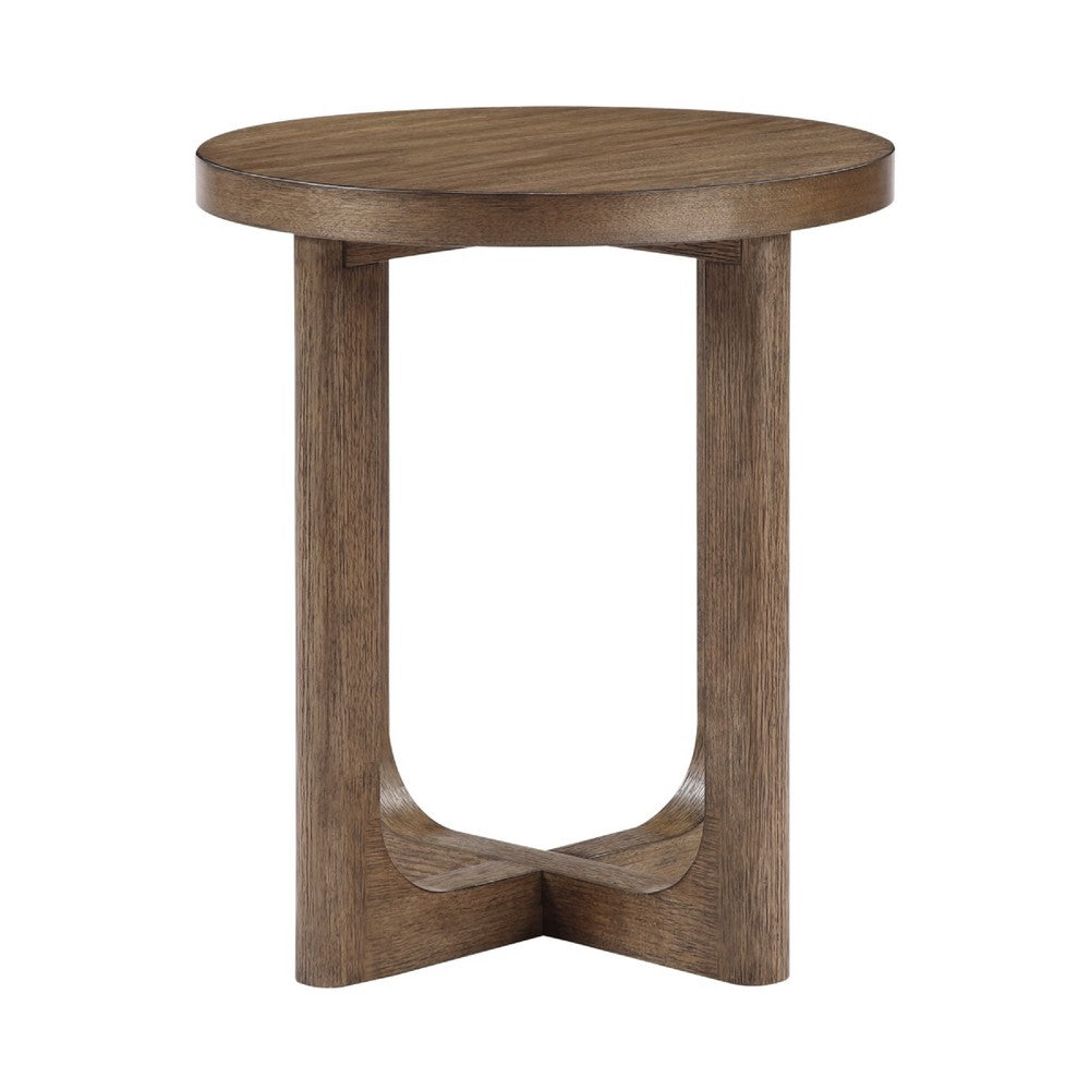 Bly Side End Table | Round Top | X base | Transitional Light Brown 20"