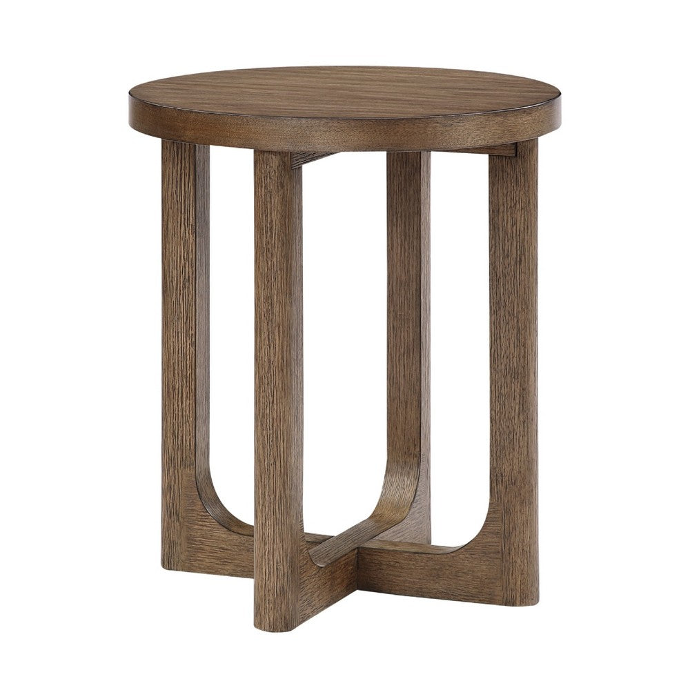 Bly Side End Table | Round Top | X base | Transitional Light Brown 20"