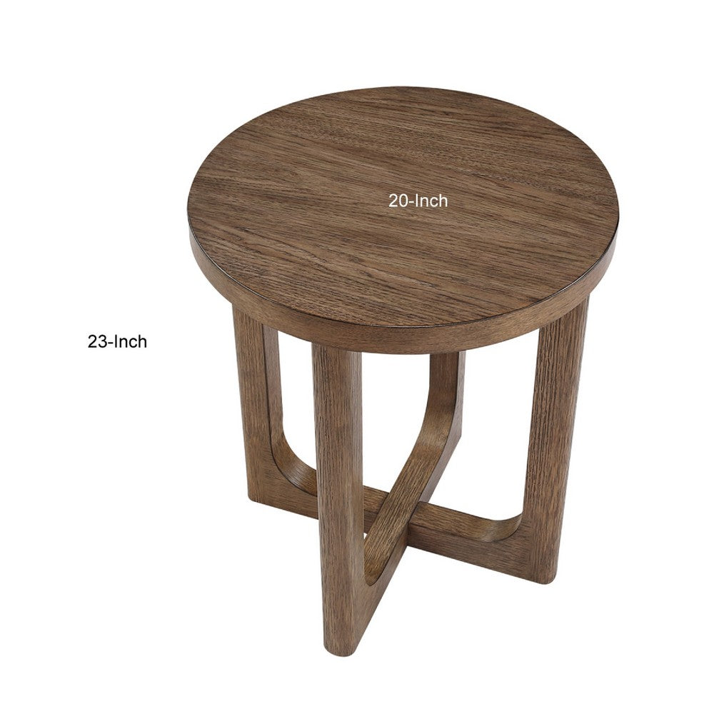 Bly Side End Table | Round Top | X base | Transitional Light Brown 20"